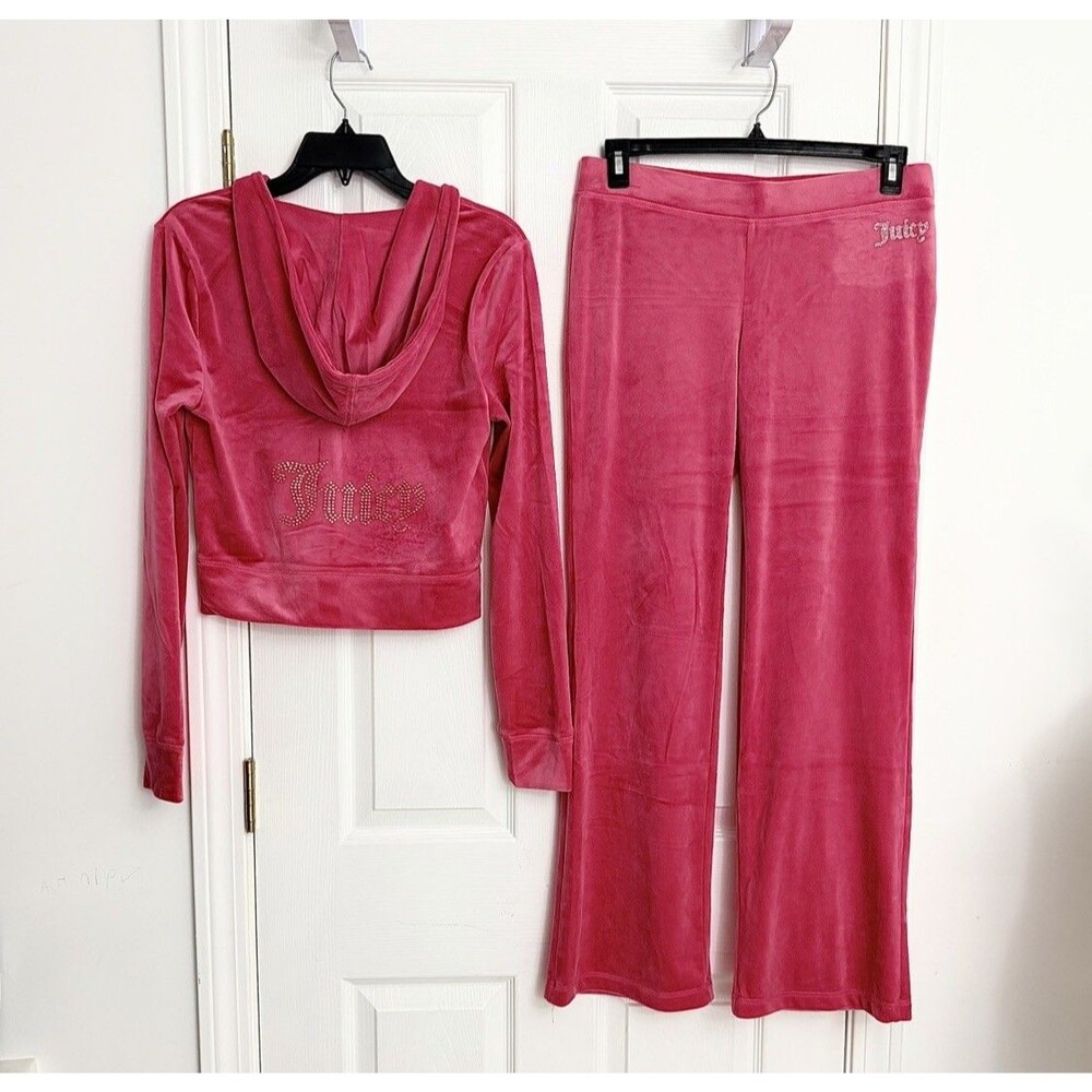 Juicy Couture Pink Party Velour Bling Tracksuit Set NWT Size Medium
